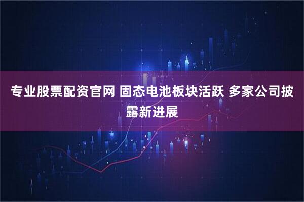 专业股票配资官网 固态电池板块活跃 多家公司披露新进展